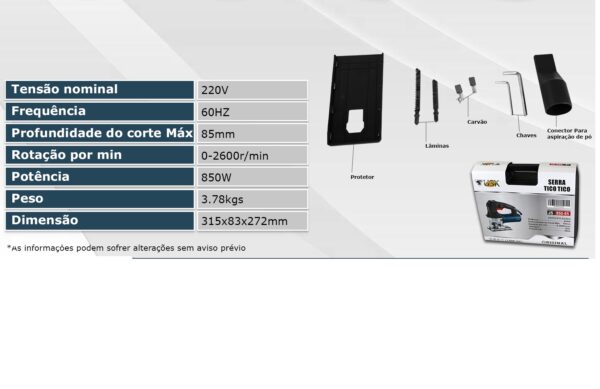 Serra Tico Tico Js850-85 – Usk 850w 220v