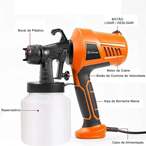 Pistola de Pintura Eletrica 500w 800ml KK-1820 Kraw – 220v