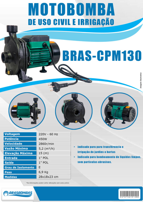 Bomba da agua Irrigação BRAS-CPM130